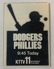 1971 small KTTV tv ad ~ DODGERS vs PHILLIES