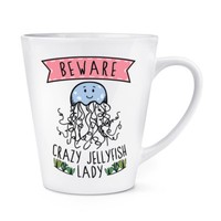 Beware VerrüCkte Qualle Damen 341Ml Latte Becher Tasse - Lustig Tiere Meer Süß