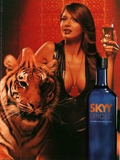Anuncio impreso Skyy Spiced Vodka 2003 #20 Tigresa Bengala Tigre Sexy Dama De Colección Bar Arte