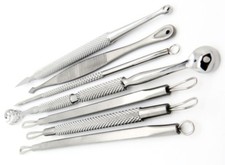 Set 7 Strumenti Professionali Rimozione Acne Punti Neri Brufoli Inestetismi Comedone