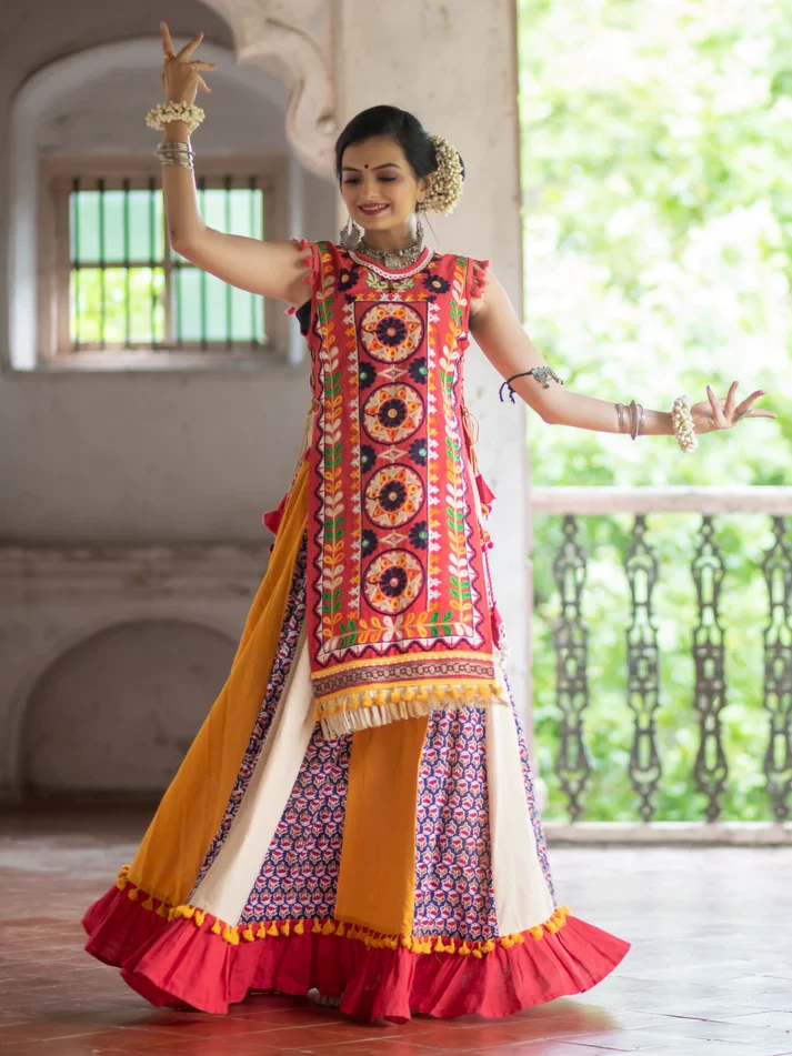 Embroidered top indian skirt