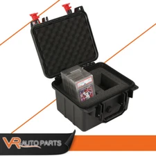 50CT Weatherproof Graded Card Storage Box Case Slab Holder & Protector Black