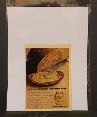 Grey Poupon Dijon Mustard Can Live By Bread Alone Vintage Print Ad 1971