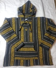 Mexican Baja Blanket Hoodie Surfer Skater Drug Rug Jacket Pullover medium black