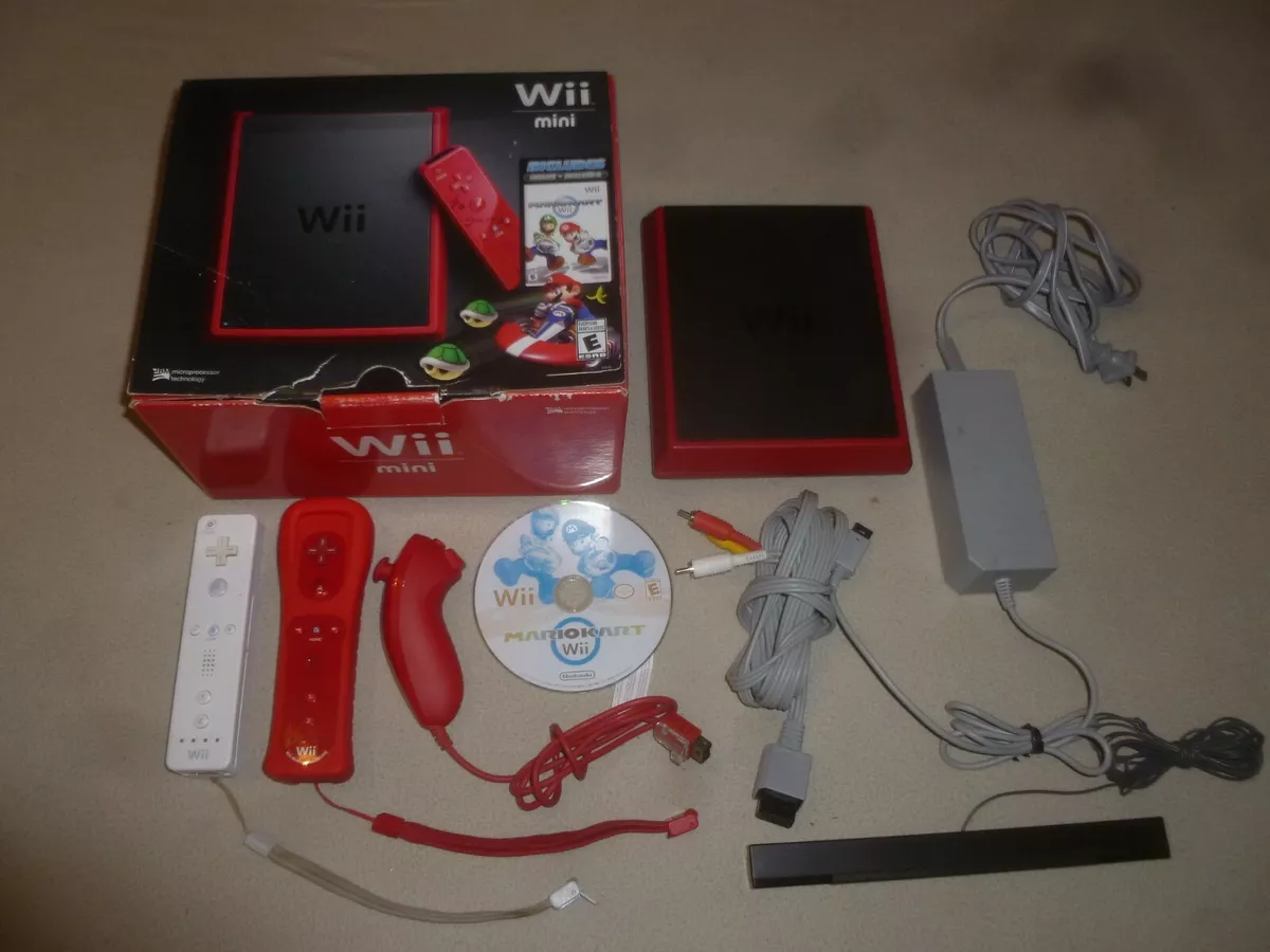 NINTENDO Wii MINI LIMITED SUPER MARIOKART SET CONSOLE SYSTEM GAME  CONTROLLER RED