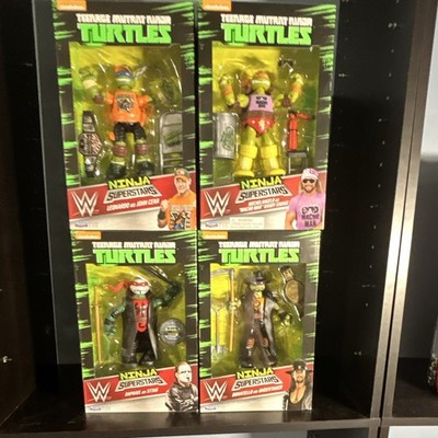 Playmates Ninja Superstars TMNT WWE Action Figure Set 4 Cena Sting Taker