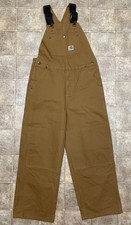 Carhartt Brown Canvas Bib Overalls Women s Size 12 Cotton Made in Viet-NWOT