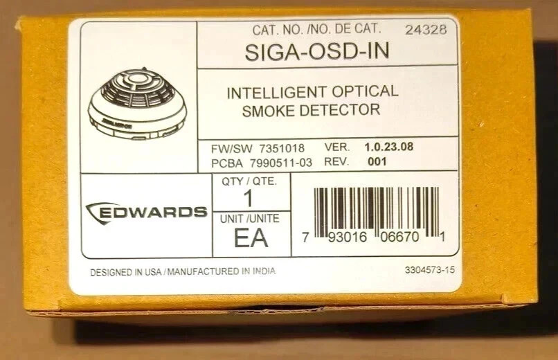 BRAND NEW EDWARDS EST SIGA-OSD-IN INTELLIGENT OPTICAL SMOKE DETECTOR FREE SHIP