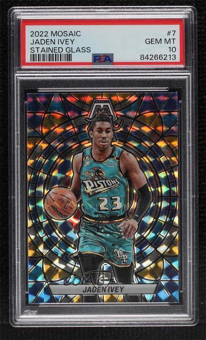 2022-23 Panini Mosaic Stained Glass Jaden Ivey #7 PSA 10 GEM MT Rookie RC 0fo5