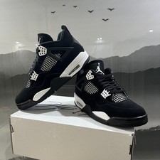 Men's Mid Top Jordan 4 Retro "White Thunder" Basketball Shoes Sneakers