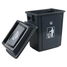 Knifefish 5 Gallon Swing Lid Trash Cans, 4 Packs Plastic Garbage Bin Gray