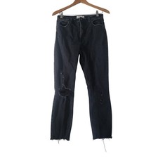 Abercrombie  Fitch Skinny Jeans Womens 27/4R Black High Rise Distressed Raw Hem