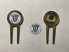 (1) The Country Club Divot Tool & 1" Coin Style Golf Marker - Brookline, MA