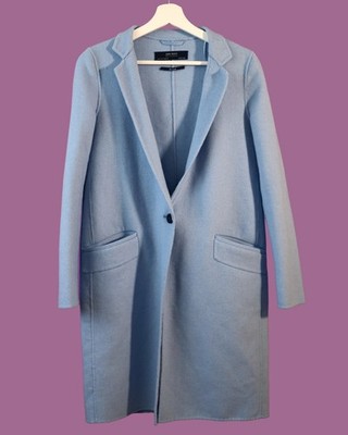 Zara Basic Outerwear Light Blue Handmade Coat XS Long Minimalist Jacket
