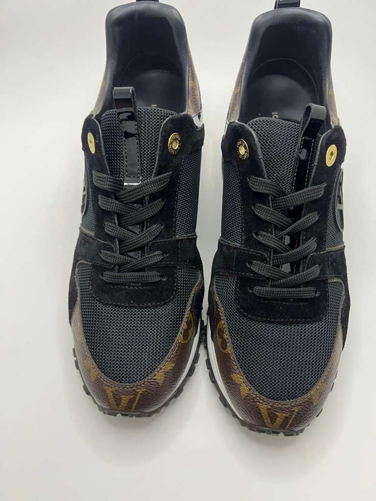 Louis Vuitton Run Away Sneaker Black Brown Gold Logo Low Top Lace-Up AUTHENTIC image 2