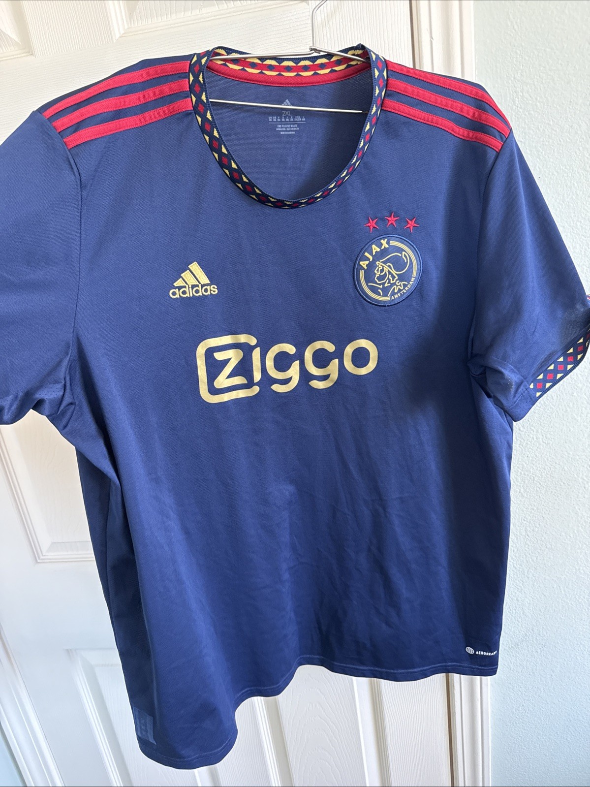 adidas Ajax Amsterdam 2022-2023 Away Soccer Jersey Ziggo AFC Mens Size 2XL