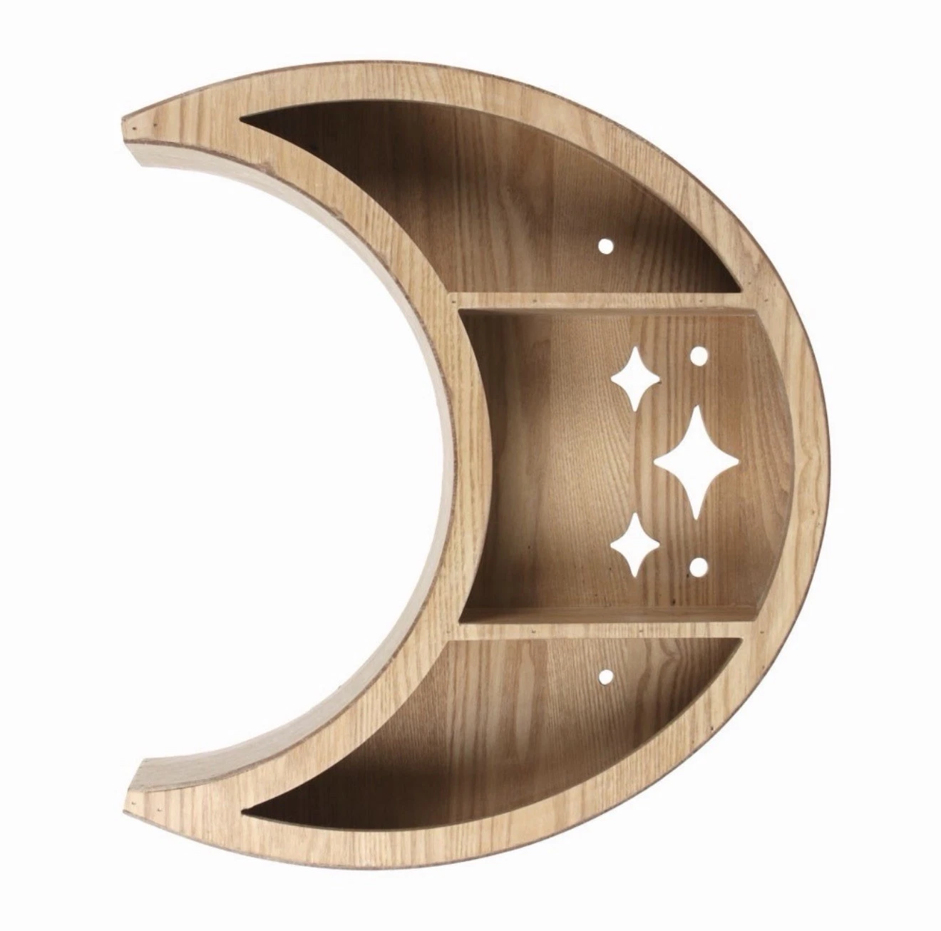 WOODEN CRESCENT MOON WALL SHELF CELESTIAL SPIRITUAL ALTAR HOME DECOR GIFT