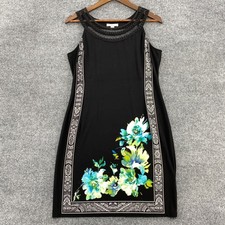 Dress Barn Sheath Dress Women 6 Black Floral Sleeveless Mesh Modern Classic Work