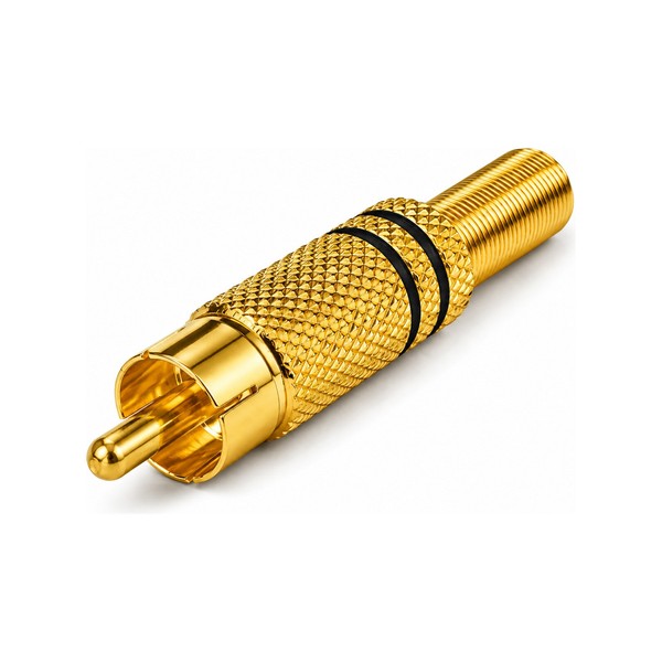 Cinch Stecker Audio RCA Plug Metall Vergoldet Knickschutz LöT Kabel 6Mm Schwarz-image