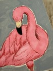 ACEO Original Painting,  Flamingo, Signed — photo 2