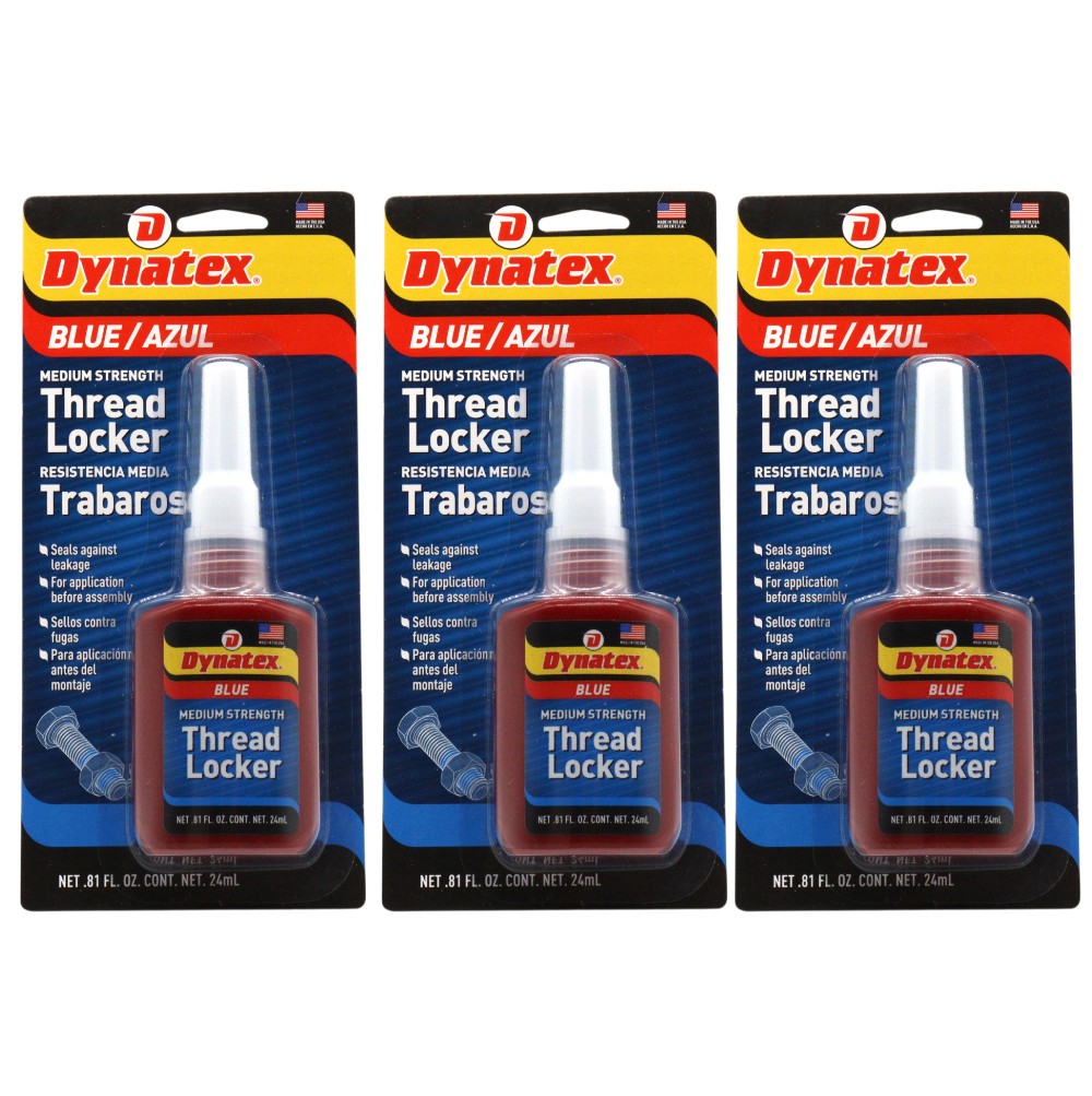 Dynatex Blue Medium Strength Threadlocker 0.81 oz Bottle (3-Pack)