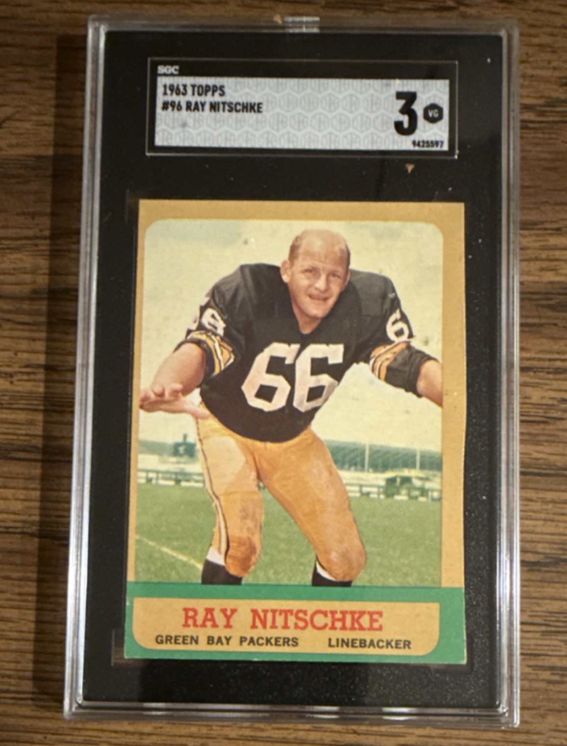 Topps 1963 HOF Ray Nitschke Green Bay Packers #96 SGC 3 Football Card