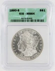 1880-S Morgan Silver Dollar ICG MS64 S$1 San Francisco Minted No Reserve