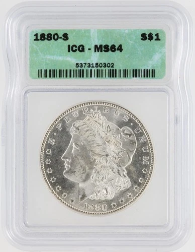 1880-S Morgan Silver Dollar ICG MS64 S$1 San Francisco Minted No Reserve