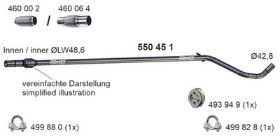 ERNST Abgasrohr 550451 für KA FIAT 500 FORD RU8 PANDA CLASSIC 169 AXA1A 169CXA1A