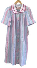 NWT Vintage Spectator II Stripe Core Pearl Snaps Housecoat Dress Sz Med USA