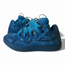 Lanvin Men's Curb Suede Low-Top Sneakers  Petrol Blue   990 RETAIL