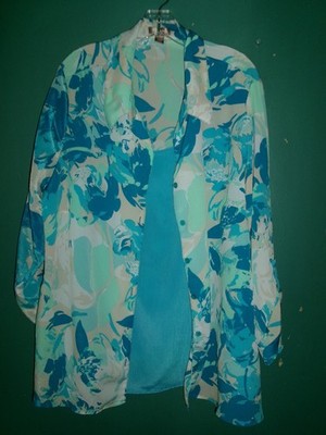 (2) layered tunic tops / blouses  (yellow & beige) (turquoise & aqua)  Size 3X