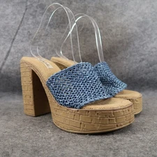 Soda Shoes Womens 8.5 Sandals Platform Block Heel Slide Woven 90s Y2k Going Out