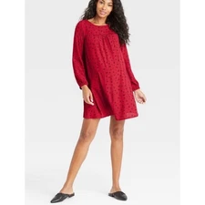 The Nines by Hatch Red Floral Print Long Sleeve Casual Mini Dress