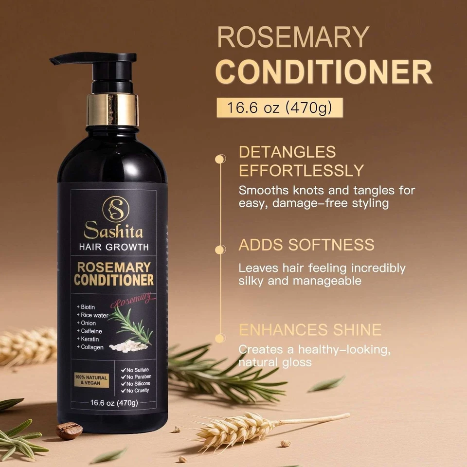 Juego de Crecimiento Cabello Romero, Cuidado Natural Vegano, Negro y Dorado, 16.6. Foto 4 de 4