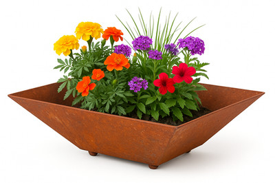 Edelrost Schale 38x38cm groß Pflanzschale Rost Dekoration Metall Blumenschale