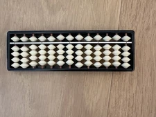 Vintage Abacus Japan Black & White Plastic 7 X 2.25” (13 Bead Row)