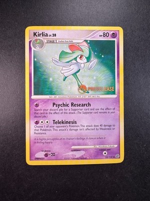 2007 POKEMON KIRLIA 53/132 D&P SECRET WONDERS PRERELEASE STAMPED NON-HOLO