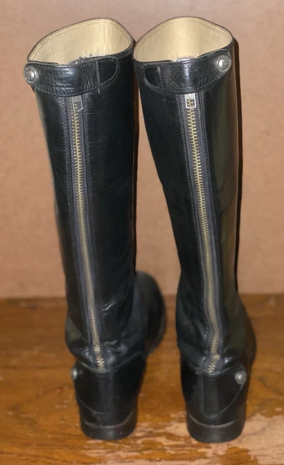 Botas de montar Frye Melissa para mujer talla 6B de cuero negro con botones hasta la rodilla Foto 4 de 4