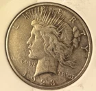 1923 S Peace US Silver Dollar 90% San Fransico Mint, Circulated, Ungraded (L-1)