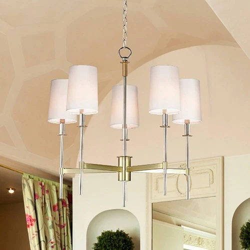 Maxim Uptown 26" Wide Brass and Chrome 5-Light Chandelier - Picture 1 of 6