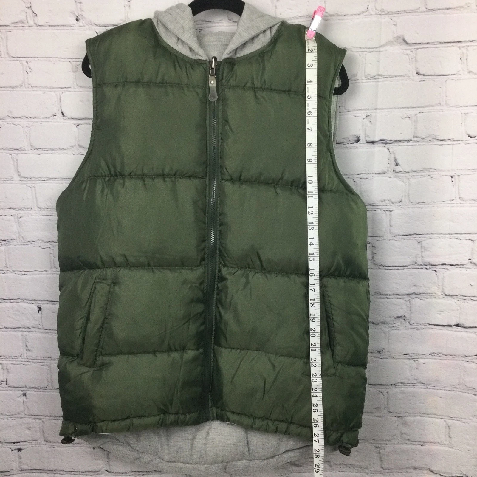 Decoded Gorpcore Hooded Quilted Puffer Casual Hiking Zip Green Vest Men's M image 11