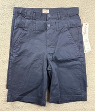 2x Cat  Jack Boys 14 Blue Flat Front School Uniform Chino Shorts