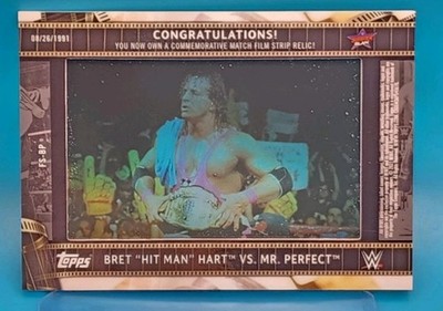 2021 WWE Film Strip Relic Green Bret Hitman Hart vs Mr. Perfect Curt Henning wwf