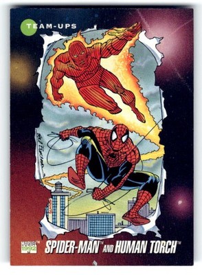 1992 Impel Marvel Universe #71 Spider-Man and Human Torch