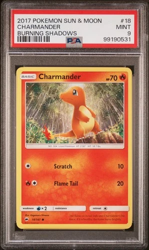 2017 POKEMON SUN & MOON BURNING SHADOWS #18 CHARMANDER PSA 9
