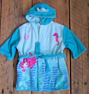 Saint Eve Swim Bath Robe Toddler Girl Mermaid XS (3/4) 3T 4T Towel Sea Horse
