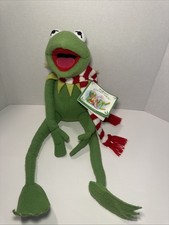 Vintage Muppets Kermit The Frog 20" Plush w/ Scarf Jim Henson 1980s Eden Toys