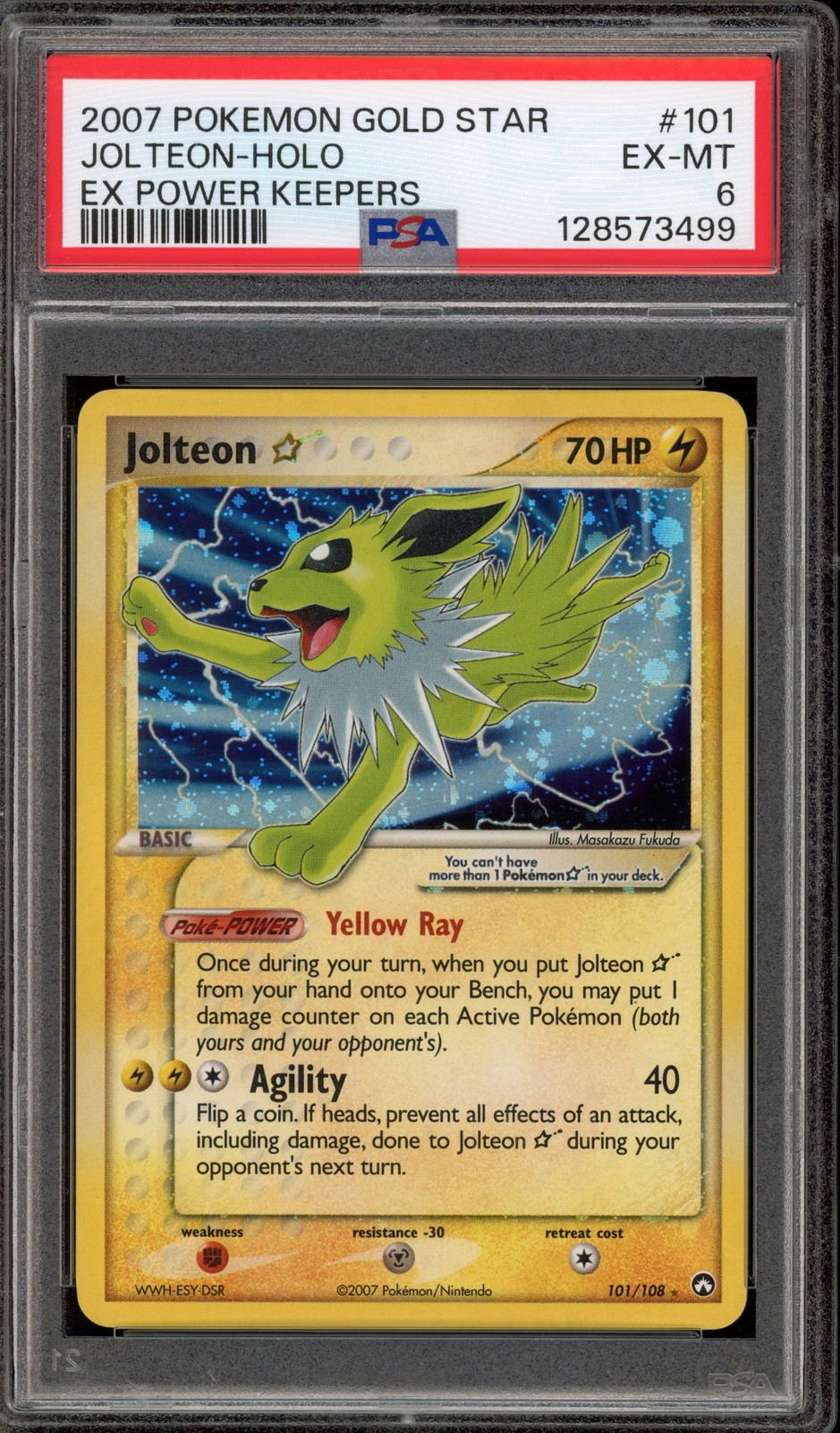 Pokemon Jolteon Gold Star EX Power Keepers Holo Ultra Rare #101 PSA 6