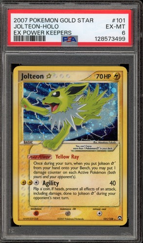 Pokemon Jolteon Gold Star EX Power Keepers Holo Ultra Rare #101 PSA 6